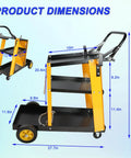Heavy Duty Multi-Function Welder Trolley For Mig Tig Arc Plasma Cutter With Four Drawer Chest And Safety Chains Moves Effortlessly Across Workshop Floors No Sweat product dimensions display with measurements.