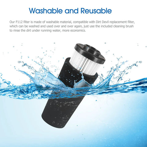 4 Pack F112 Vacuum Filter Replacement With 2 Foam Filters For Dirt Devil Upright Vacuums, washable and reusable in water