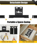 Detachable wheel alignment tool with imperial tape measure and heavy-duty toe alignment plates for DIY automotive use.
