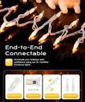Clear Incandescent Mini Christmas Lights 100-Count On 20 Ft White Wire End-To-End Connectable bulbs with plug and spare parts