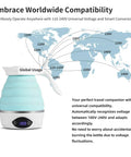 Collapsible Travel Electric Kettle Portable Foldable Water Boiler For Tea And Coffee Dual Voltage 110V 220V 850W BPA Free Silicone Blue