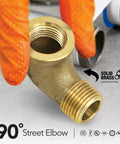 Everflow 1-inch brass street elbow, 90°, with male and female NPT threads