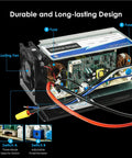 Heavy Duty 55 Amp RV Power Converter 120V AC to 12V DC Battery Charger showing internal components and cooling fan for efficient performance.