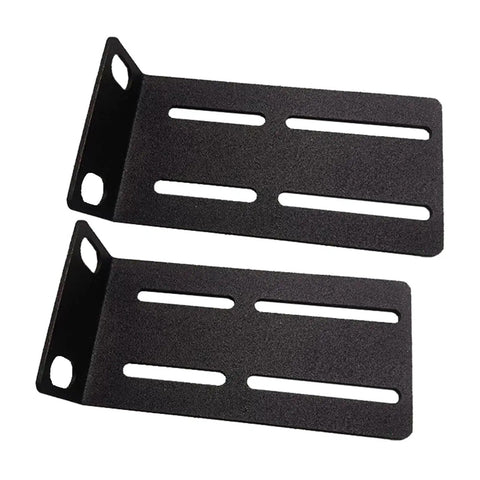 Rock Solid 1U Adjustable Rack Mount Pair For 19 Inch Server Cabinets Heavy Duty Steel Brackets with wide slotted ears.