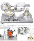 Engine Generator For Science Projects And STEM Learning With Durable Brushed Stainless Steel Base CNC Machined Frame Thick Glass Heating Cylinder Hands On Educational Toy For Curious Kids And Makers, front view