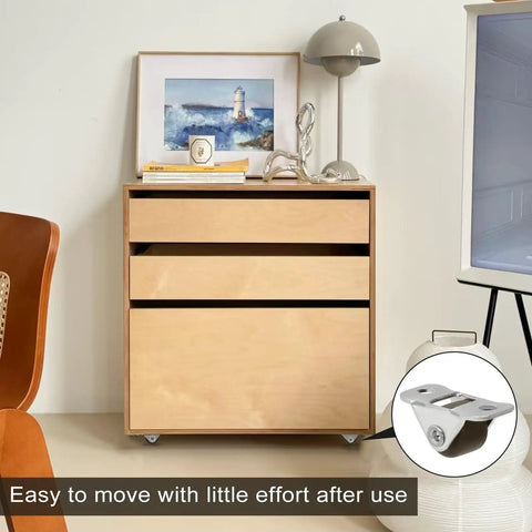Cabinet with Mini Caster Wheels Set With 16 Screws And Double Sided Adhesive Pads Half Inch Quiet Rolling Non Swivel Casters