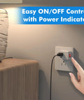 Three Pack Grounded Outlet Switches With On Off Inline Power Switches For Lamps And Small Appliances, Plug In Single Outlet Adapters