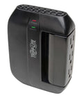 Six Outlet Pivoting Surge Protector Power Strip With Wall Mount Capability, Black Finish, Three Rotatable Outlets shown
