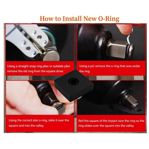 How to install new O-ring for Top Notch 1/2 Inch And 3/8 Inch Impact Wrench Retaining Rings Kit with step-by-step images.