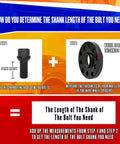 Visual guide to measure shank length for Premium Grade Heavy Duty 14x1.5 Conical Seat OEM Replacement Lug Bolts for BMW Audi VW.