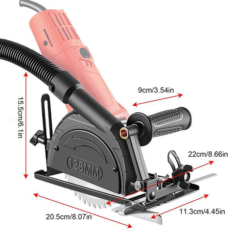 Angle Grinder Holder And Stand With 45 Degree Adjustable Mount And Shield Cover For 100 To 125Mm Grinders, size shown in cm/inches