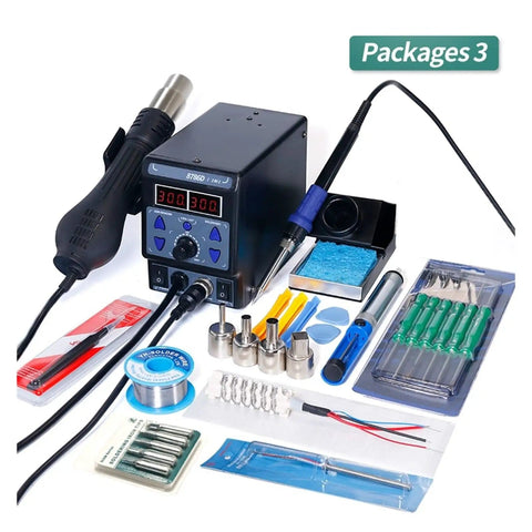 2 In 1 SMD Soldering Station With Hot Air Gun And Soldering Iron, Dual Digital Display, Temperature Adjustable, Package 3