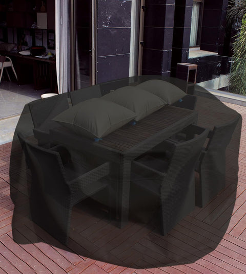 Patio Furniture Air Bags For Water And Snow Pooling Prevention, 12 Oz Waterproof, UV And Weather Resistant, on outdoor deck