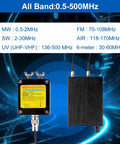 Portable Active Loop Antenna 0.5MHz To 500MHz With 30 Decibel Gain, All Band Range Displayed, Two Black Antenna Units