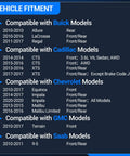 Vehicle Fitment Chart for Buick, Cadillac, Chevrolet, GMC, Saab Models Including Years and Axle Compatibility