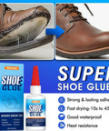 Heavy Duty Shoe Glue 35g Waterproof Fast Drying Adhesive For Sole Repair on leather boots with packaging visible