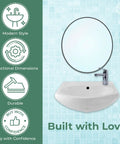 Offset Wall Mount Bathroom Sink Faucet In White With Overflow 16 1/8 Inch Reach Easy Install Sleek Modern Look Durable Metal Body