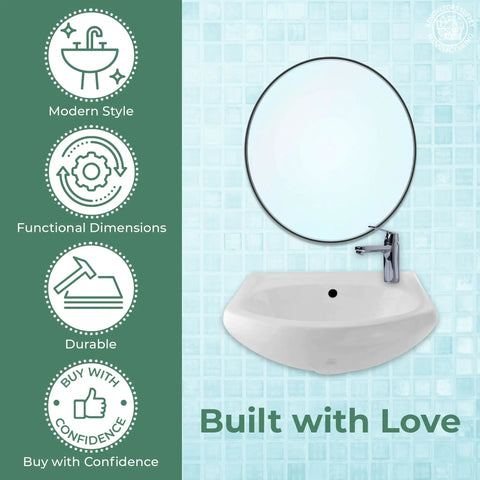 Offset Wall Mount Bathroom Sink Faucet In White With Overflow 16 1/8 Inch Reach Easy Install Sleek Modern Look Durable Metal Body