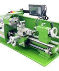 Techtongda Mini Metal Lathe 8X16 inch Benchtop Turning Machine With 1100W Motor Auto Feed view with cutting tool and control panel.