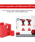 2 In 1 Wall Mount Tool And Battery Holder For Milwaukee M12 12V With Plastic Hanger Easy Access Storage For Drill Batteries And Cords Shop Ready Organizer For Shelves Work Vans And Toolboxes.