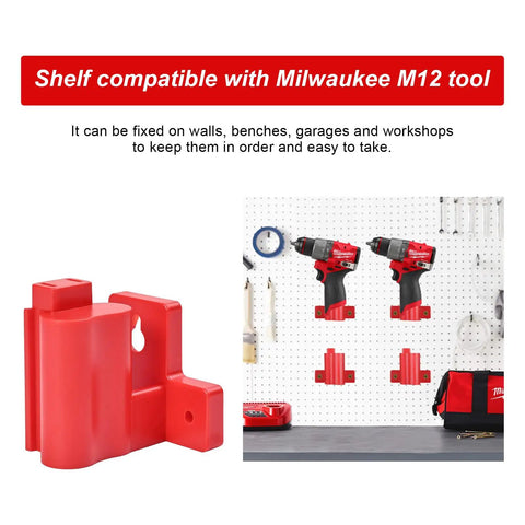2 In 1 Wall Mount Tool And Battery Holder For Milwaukee M12 12V With Plastic Hanger Easy Access Storage For Drill Batteries And Cords Shop Ready Organizer For Shelves Work Vans And Toolboxes.