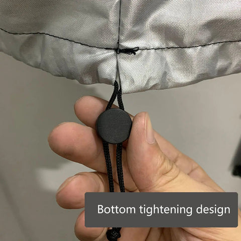 Hella Weatherproof EV Charger Station Protector Box showing bottom tightening design for secure fit, crafted from heavy duty oxford cloth.