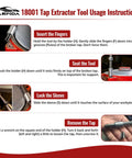 Illustrated usage instructions for Must-Have All-in-One Tap Extractor Set for Removing Broken Taps and Threads, 6 Piece Kit.