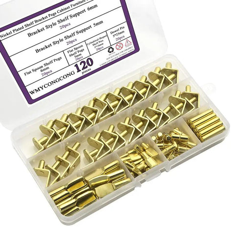 Heavy Duty Shelf Pin Set 120 Pcs 4 Styles Nickel Plated Iron Shelf Pegs For Wardrobe Cabinets Bookshelves And Office Wood Shelving Built To Last No Fuss Storage Upgrade in clear box
