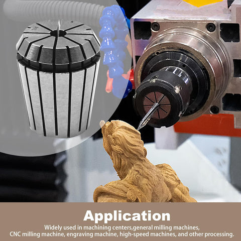 ER32 Spring Collet Set in use for milling with CNC machine, 18-Piece Beefy Aluminum Box, 3/32 to 3/4 Inch Shanks shown, hardened alloy steel
