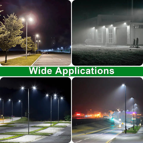 Ultra Bright 480V 300W LED Parking Lot Light for Outdoor Commercial Areas illuminating street and building