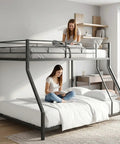 Sturdy Twin Over Full Metal Bunk Bed With Ladder And Full Length Guardrails Space Saving Steel Frame For Shared Rooms
