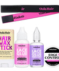 Waterproof Lace Wig Glue Kit With 5 Piece Set And Remover, Wax Stick, Edge Control Gel, Lace Melting Bands, Latex Free Adhesive