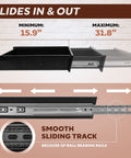 Built Like a Tank Heavy Duty Under Desk Drawer Slide Out, showing smooth sliding track mechanics and adjustable length options.