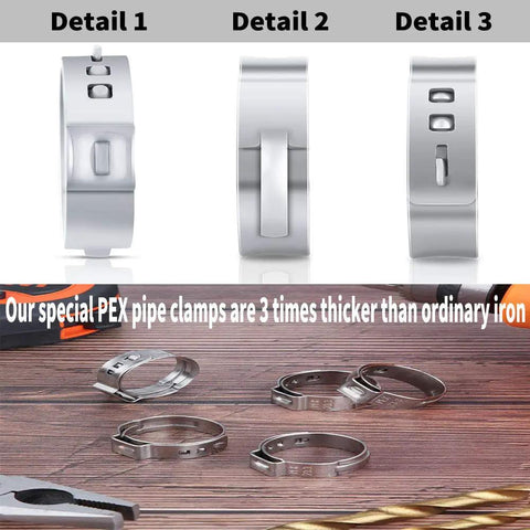 Durable Half Inch PEX Cinch Clamps Rings Made From 304 Stainless Steel Crimp Rings For PEX Tubing Single Ear Hose Clamps