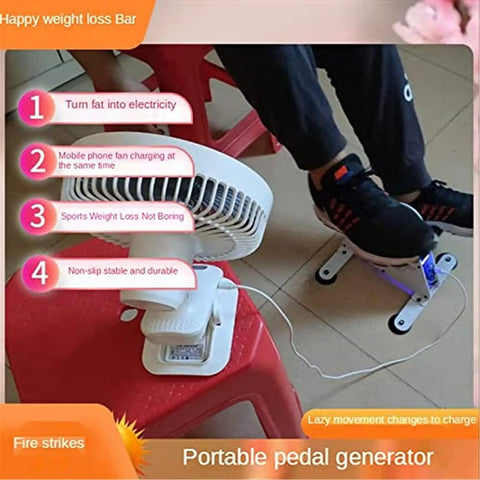 Using Foot Powered Pedal Generator With Built In Energy Storage For Emergency Power And Off Grid Charging, 50W And 100W Dual USB And DC Outputs, Ideal For Charging Phones Laptops And Tools On The Go Or During Power Outages for charging fan