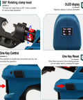 Rechargeable Electric Hydraulic Crimping Tool with 350° rotating clamp head and OLED display for easy control.