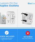 No Cap Wall Mount Power Strip With 6 Widely Spaced Outlets And 4 Rapid Charge USB Ports Includes Chill Night Light And Heavy Duty Surge Protection For Your Entire House. Image showing dual outlet configuration with power strip.