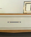 Two Tone Wardrobe Handle And Cabinet Pull Upgrade For Closet Doors And Kitchen Cabinets Metal Drawer Pulls In Gold And Grey Finish Modern European Style Hardware Replacement For A Slick Everyday Look installed on a dresser drawer.
