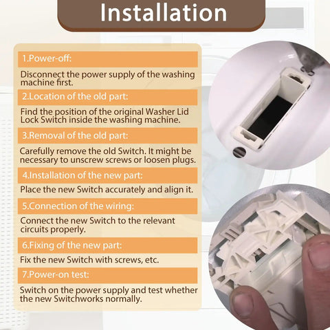 Must Have Washer Lid Lock Switch Replacement Kit For GE Front Load Washers Easy Install Lock Assembly 290D3070P002 Style, installation guide