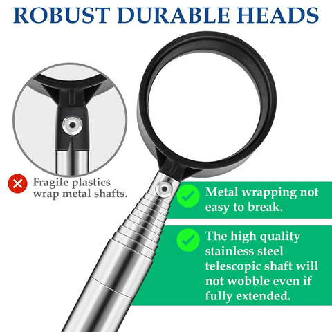 Close-up of 9Ft Telescopic Golf Ball Retriever With Stainless Steel Shaft showcasing durable head and shaft design.