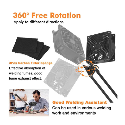 Ultimate Third Hand Soldering Station with adjustable fan and carbon filter sponges for electronics repair