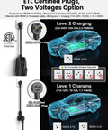 Diagram showing Level 2 EV Charger With NEMA 14-50 Plug 32A 25Ft Cable Portable 208V 240V EVSE For Home Use UL Listed Adjustable Current
