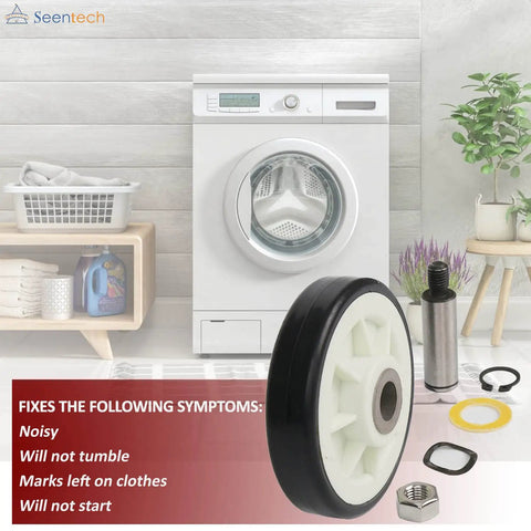 Heavy Duty Drum Rollers With Shafts Replacement Pack For Maytag And Whirlpool Clothes Dryers, includes roller and shaft.
