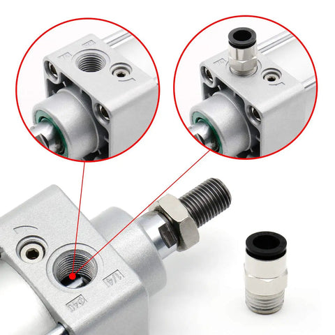 Close-up of Tie Rod Pneumatic Air Cylinder 40mm Bore 500mm Stroke Heavy Duty Tough As Nails Double Acting With Adjustable Cushion and ports