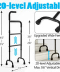 Easy Peasy Assembly Adjustable Stair Climbing Cane For Seniors with 20-level adjustment and wide feet for stability.