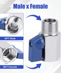 Five Pack Half Inch Mini Ball Valves Stainless Steel 304 NPT Female To Male Threads Shut Off Quarter Turn Bidirectional Flow