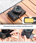 Durable Aluminum Hand Grip For D-LUX8 Camera With L Shape Bracket And Built In Arca Quick Release Plate Battery Compartment Opening