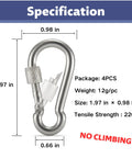 Heavy Duty Flag Pole Carabiner Clips With Locking Nut 4 Pack Stainless Steel M5 Snap Hooks Replacement Clip Hardware for Grommeted Flags