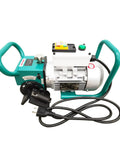 Heavy Duty Electric Plate Beveling Machine With Slick Pipe Edge Chamfering Gear For Straight Metal Side Grinding And No Fuss 30 To 60 Degree Weld Prep Angles At 220V, side view showing motor and control panel.