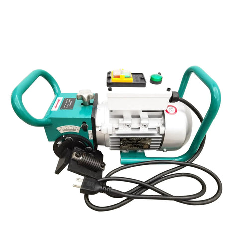 Heavy Duty Electric Plate Beveling Machine With Slick Pipe Edge Chamfering Gear For Straight Metal Side Grinding And No Fuss 30 To 60 Degree Weld Prep Angles At 220V, side view showing motor and control panel.